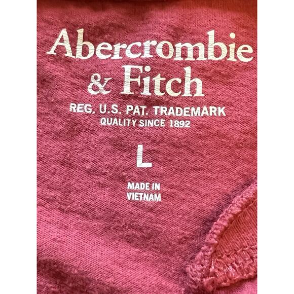 Abercrombie & Fitch New York Men’s Burgundy Henley Large Logo Size L Preppy - Picture 3 of 7